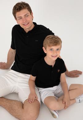 Erkek Regular Fit Polo Yaka Siyah Basic Tişört