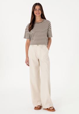 Kadın Taş Loose Fit Kanvas Pantolon
