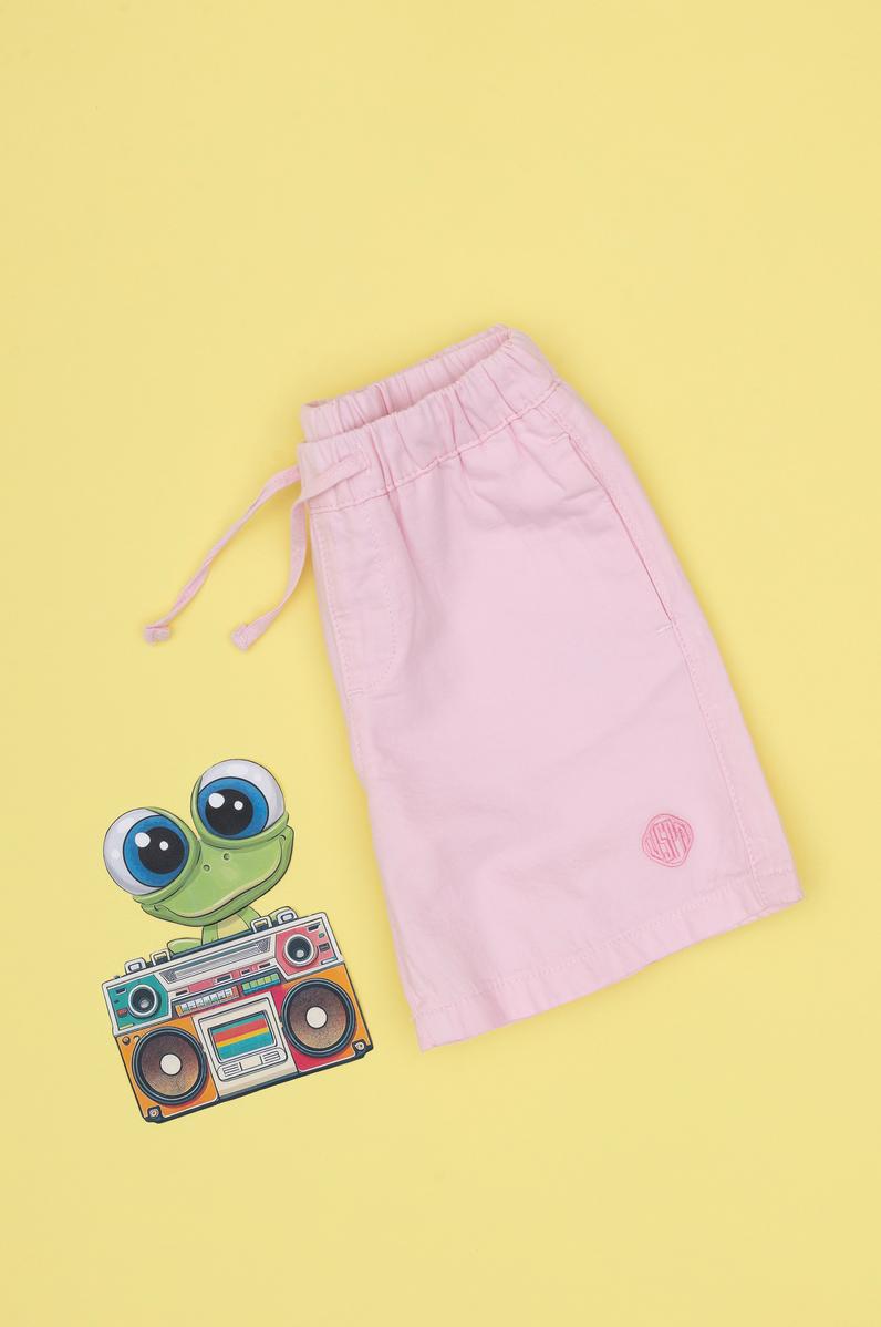 Kız Çocuk Açık Pembe Dokuma Şort