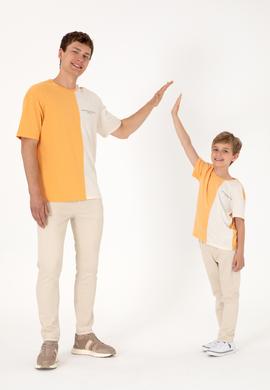 Erkek Comfort Fit Bisiklet Yaka Turuncu Tişört