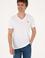 Erkek Slim Fit V Yaka Beyaz Basic Tişört