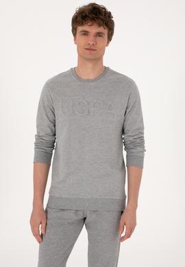 Erkek Gri Melanj Basic Sweatshirt