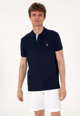 Erkek Slim Fit Polo Yaka Lacivert Basic Tişört