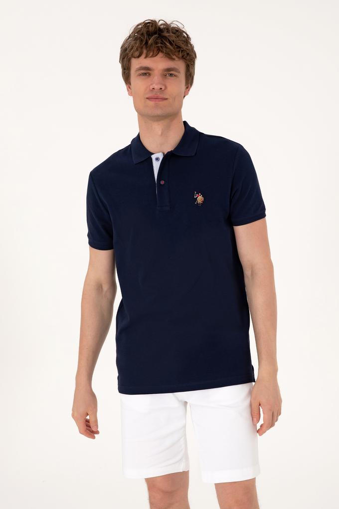 Erkek Slim Fit Polo Yaka Lacivert Basic Tişört