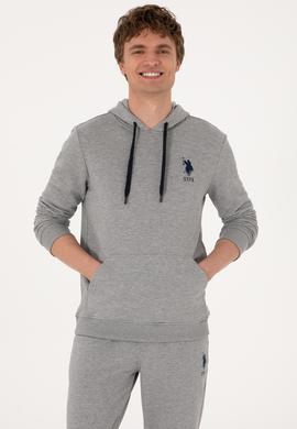 Erkek Gri Melanj Basic Sweatshirt