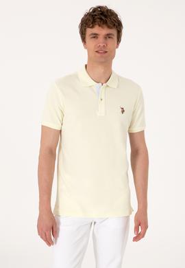 Erkek Slim Fit Polo Yaka Limon Basic Tişört