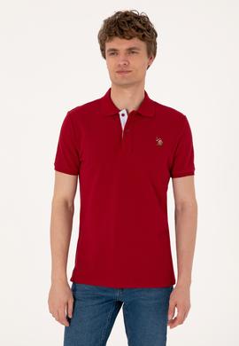 Erkek Slim Fit Polo Yaka Bordo Basic Tişört