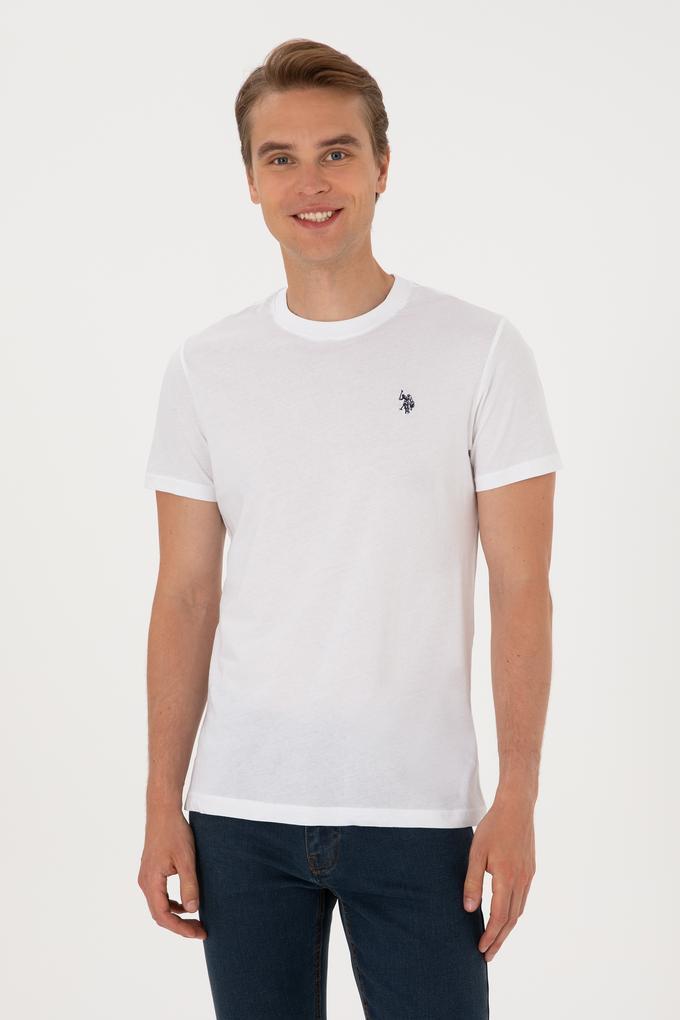 Erkek Regular Fit Bisiklet Yaka Beyaz Basic Tişört